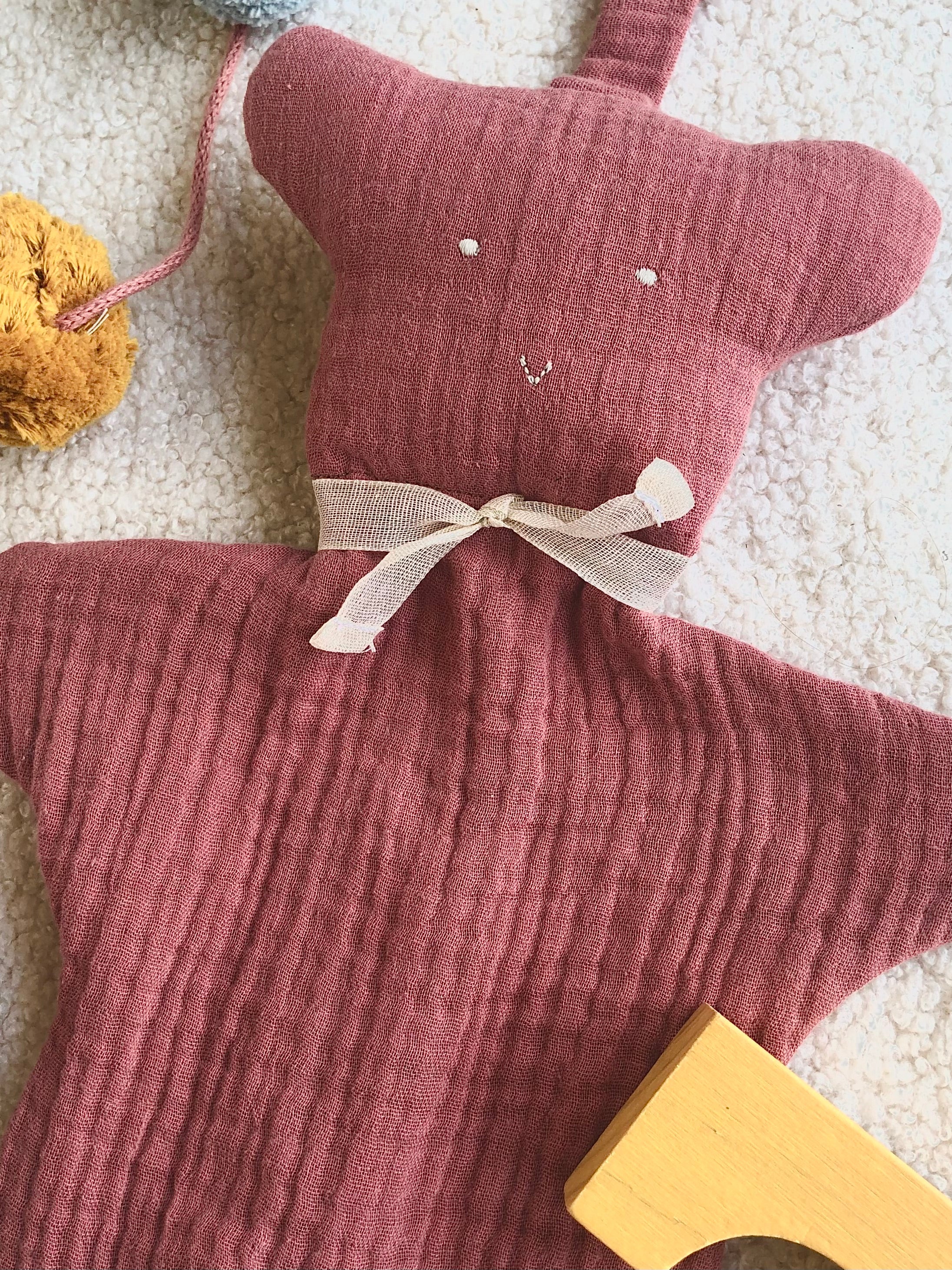 Cachou the Lovey with Removable Wood Teething Ring