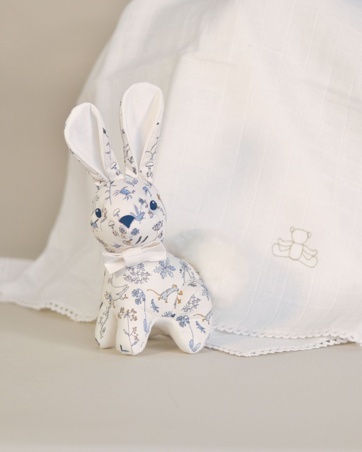 Socute Bunny Rattle in Blue Liberty