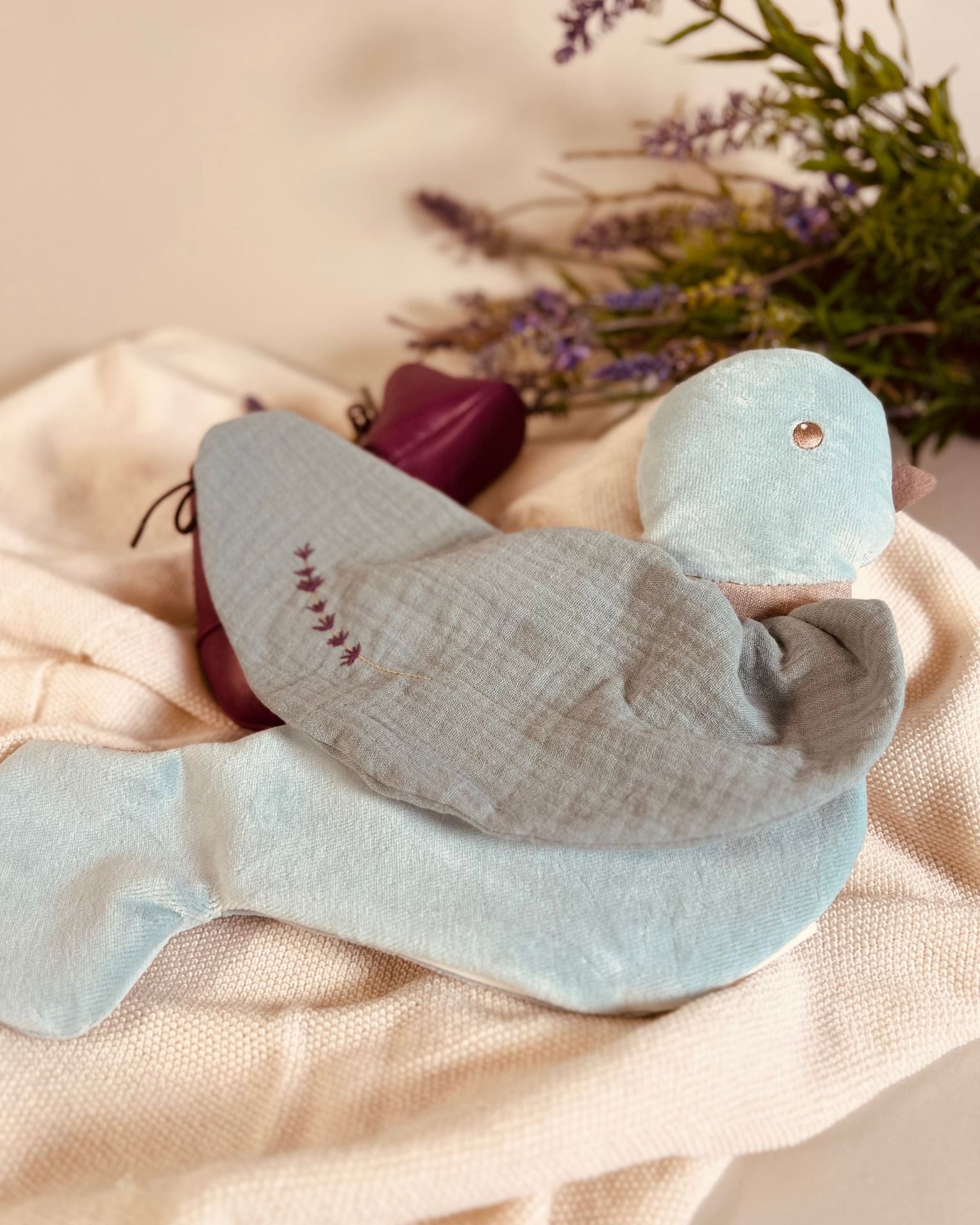Organic Lavender Bird Lovey Blue