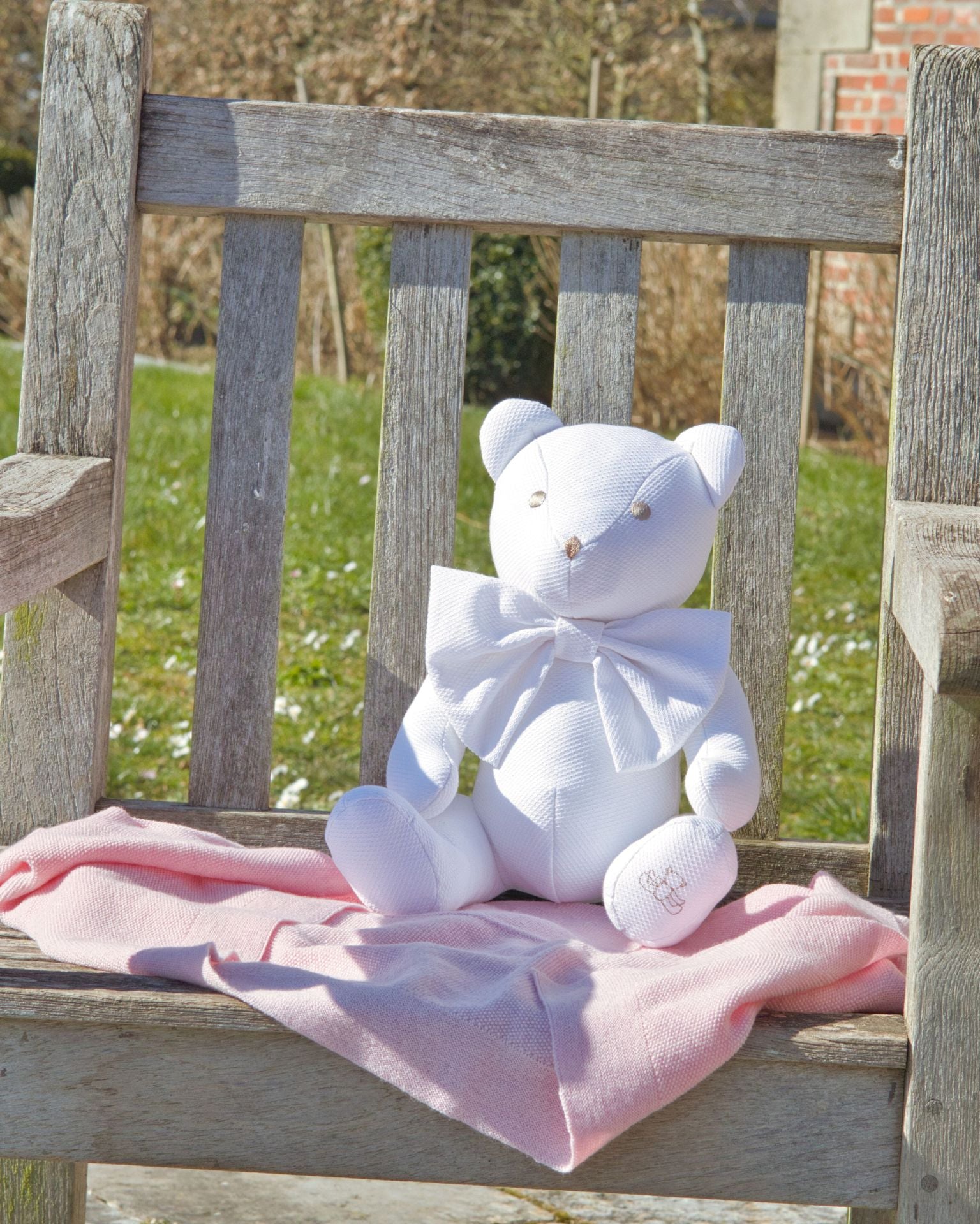 Prince of Wales Bear White Pique Cotton