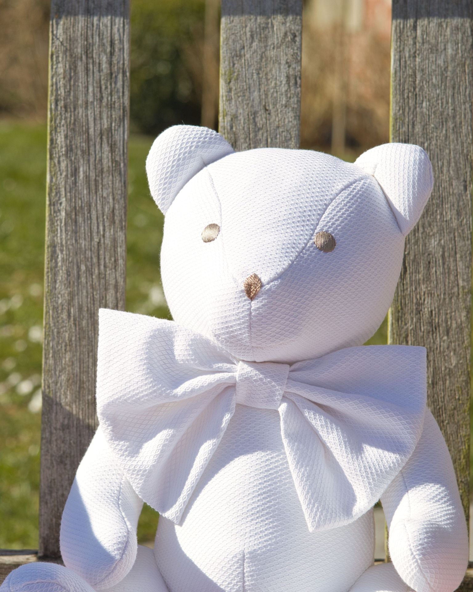 Prince of Wales Bear White Pique Cotton